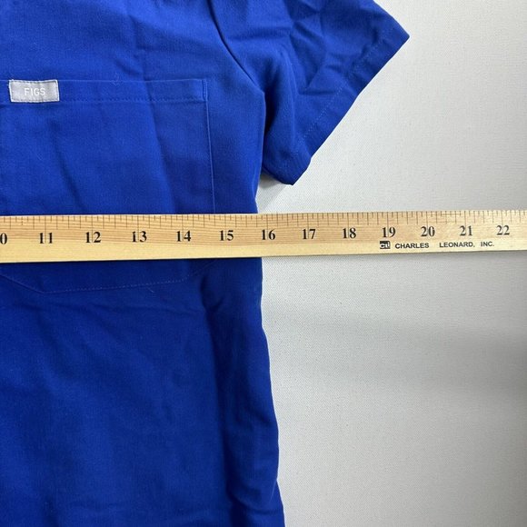 Figs Catarina Single Pocket Solid Blue Scrub Top Womens Size XXS Uniform  - Picture 7 of 10